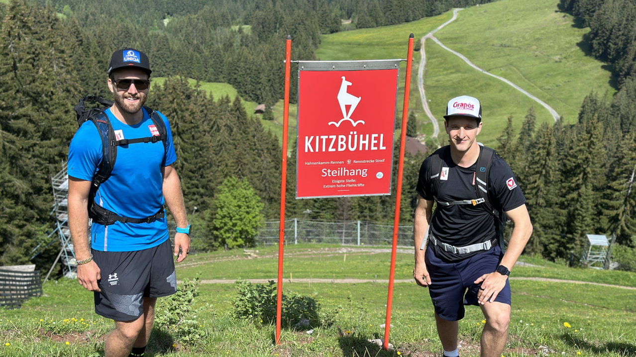 Marco Schwarz und Adrian Pertl im Steilhang | © Ski Austria / Schrammel