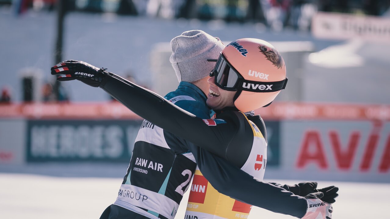 Vikersund Kraft Huber Jubel Auslauf | © EXPA